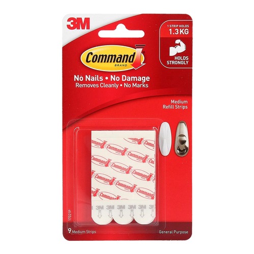 Command Refill Strips 17021P Medium White, Pack of 9