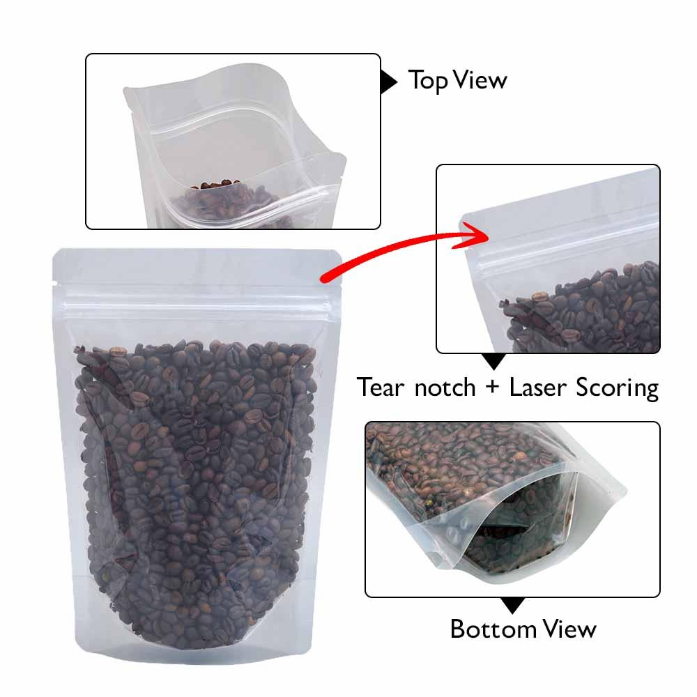 Stand Up Pouch Clear 250g w Zip no Valve, 160w x 230h x (45 + 45)g - SSP