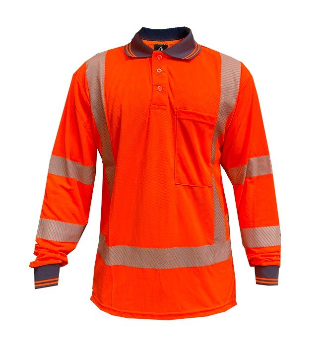 Polo Shirt Ls, Ttmc, Side Vents, Transfer Tape-Size 2Xl