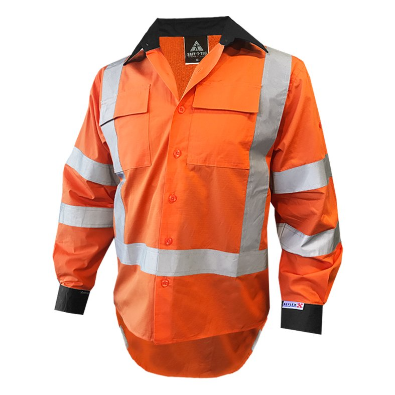 Rip Stop 155Gsm Cotton Ls Shirt, Ttmc-W, O/Black-Size 8Xl