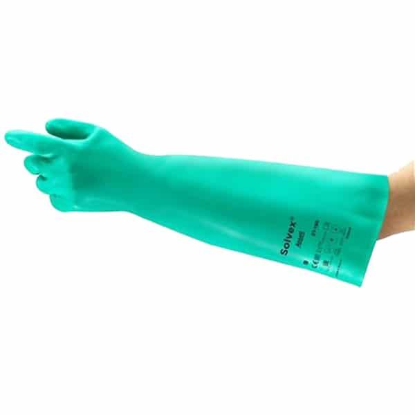 Ansell AlphaTec 37-185 Nitrile Chemical Gauntlet Gloves – High Comfort and Strength - 2XL