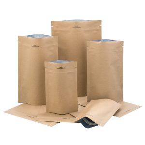 Stand up pouch 1kg Compostable Kraft 235mm x 340mm x 110mm