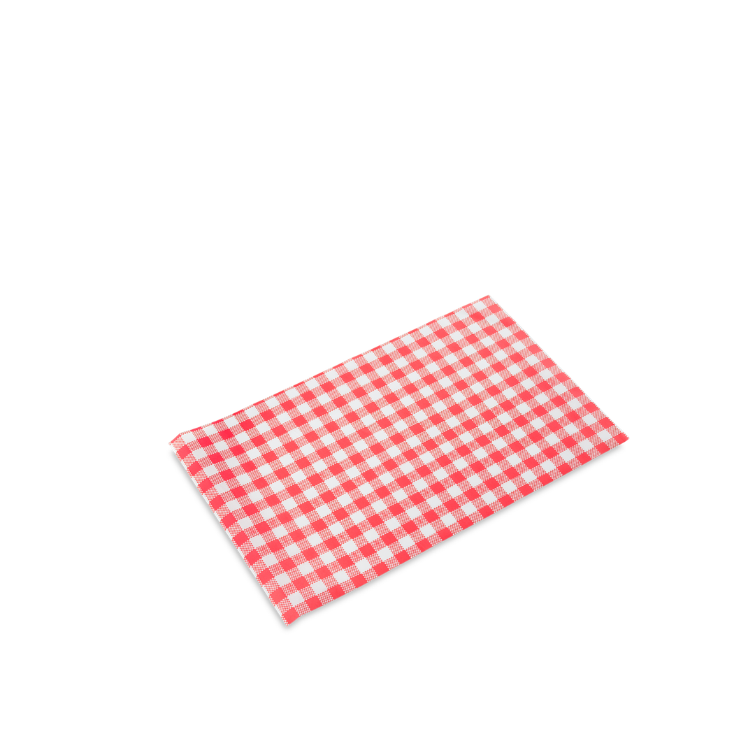 Wrap BL greaseproof 1/4 red gingham dispenser red gingham 200 x 330 - Detpak