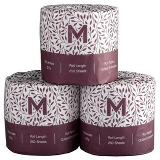 Wrapped Toilet Tissue - White, 3 Ply, 250 Sheets  - Matthews