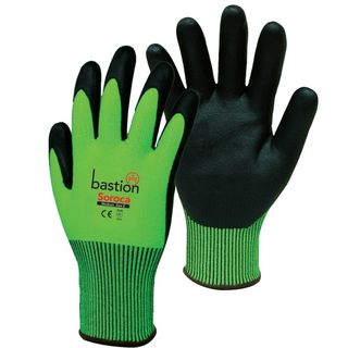 Cut 5 HPPE Gloves Green High Viz MEDIUM Pack 12 pairs - Bastion Soroca