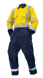 Overall Ls, 300Gsm Cotton, Yellow/Navy Dn -Size 5