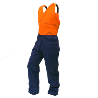 Overall Action Bib, Poly/Cotton, Orange/Navy-Size 10