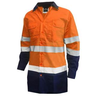 150Gsm Cotton Ripstop Shirt, Ls, Orange Blue, Dn-Size S