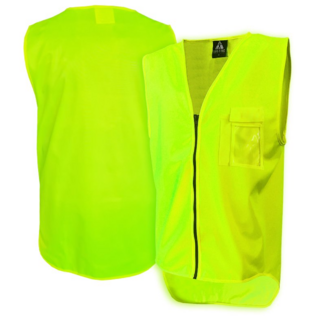 Hi-Vis Vest,  Day Only, Zip, Yellow-Size Xl