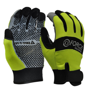 Mechanics Gloves Silicone Grip, Fluoro-Size 2Xl