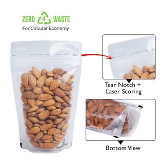 Stand up Pouch 100g Recyclable Clear w Zip no Valve 120w x 200h x (40 + 40)g